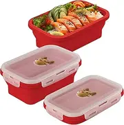 [BONE] Silicone Foldable Food Container, Collapsible Fresh Box with Clip-on Vent Plug Lid, Microwave & Dishwasher Safe Lunch Box for Meal Prep, Airtight Storage (800ml - Mr. Deer)