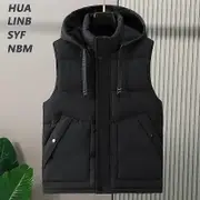 Plus Size S-8XL Waterproof Sleeveless Parka Man Waistcoat Fashion Men's Warm Vest Hooded Korean Style Padded Coats black 6XL