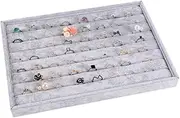 [Generic] 7 Slots Jewelry Accessories Display Storage Box Ring Showcase Holder Earring Set Tray Organiser (Grey, One size)
