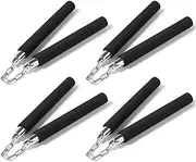 4 Pack Safe Foam Nunchucks Nunchakus with Steel Chain for Martial Arts Kung Fu Kids Beginner Cosplay Costume Accessories Training, Black, Large
