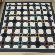 Snowball and 9-Patch Handmade Cotton Patchwork quilt top/topper 86x86"