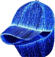 VICKECAR Fiber Optic Cap 3.7V 450mAh USB Rechargeable Luminous Baseball Cap Adjustable RGB LED Glowing Hat Light up Party Cap with 7 Colors 11 Lighting Modes for Holiday Men Women Event(black)