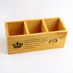 ZAKKA 生活雜貨 鄉村風 淺木色 皇冠3格 文具收納盒 三格收納筆筒 3格整理木盒 整理盒  OTU02C4