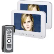 7" TFT Video Door Phone Doorbell Intercom System With 2 Monitor HD 700TVL Camera