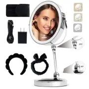 Smart 9" LED Light Makeup Mirror, Rechargeable, 1X/10X Magnifying Vanity Chrome