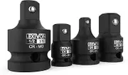 LEXIVON Impact Socket Adapter and Reducer 4-Piece Set | 1/4" - 3/8" - 1/2" Impact Driver Conversions, Chrome Molybdenum Alloy Steel (LX-112)
