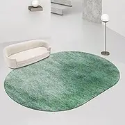 Nordic Design Green Living Room Oval Carpet Washable Non-Slip Home Balcony Bedroom Dining Office Sofa Decor Floor Mats 140x160cm Ellipse Rugs Small(2.6ft×3.3ft/80×100cm)