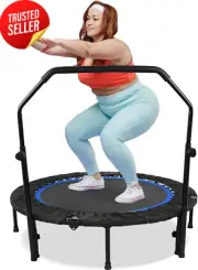 48" Mini Fitness Trampoline Rebounder w/ Adjustable Handle 200KG Load In/Outdoor