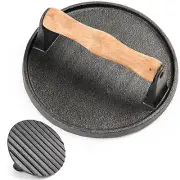 Cast Iron Grill Press Weight Steak Burger Press BBQ Meat Presser Griddle Round