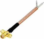 ROBAUN 1PC SMA Female Jack 2-Hole Panel Mount RG316 Cable Other End No Connector/Exposed/Fork Soldering(SMAKF-Fork,15cm)