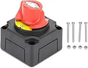 12V 300A High Current Battery Disconnect Knob On Off Switch Ideal for Car RV Marine Yacht with Copper Tinned Brass Terminals Heavy Duty Plastic Construction Removable Rear Cover