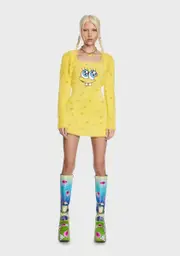 [Dolls Kill x SpongeBob] SpongeBob Soak Up My Love Dress And Shrug Set