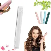 Upgrade 2 In 1 Mini Curling Wand & Hair Straightener, Dualglam Portable Travel Curling Wand, Cordless Straightener, Smooth Hair, USB Rechargeable (White)