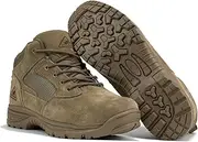 [RYNO GEAR] Men's Military & Tactical Boots, CoolMax Tactical Combat Military Durable Leather Work Utility Outdoor Hiking Assault Boots (Tan/Coyote/Black)