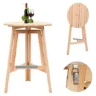 Foldable High Bar Table Rustic Style Round Tabletop Indoor Outdoor Furniture