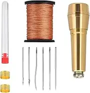 Portable Canvas Leather Sewing Awl with Copper Handle for Leather Craft Needle Kit Shoe Repair Tool, 10Pcs