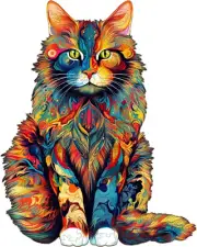 Wooden Puzzles for Adults, Maine Coon Cat (L-300Pcs) Wooden Jigsaw Puzzles, Uniq