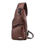 Men PU Leather Bag Outdoor Camping Traveling USB Charging Anti-theft Chest Cross Body Messenger Bags