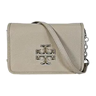 TORY BURCH 雙T LOGO皮革手拿包－米白色