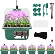 6 Pack Self Watering Seed Starter Tray Kit with Grow Light and Humidity Dome 72