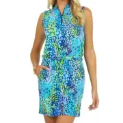 NWT Ladies IBKUL CAMILLE NAVY Sleeveless Drawstring Golf Dress - S M L & XL