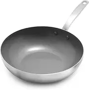 GreenPan Chatham Tri-Ply Stainless Steel Healthy Ceramic Nonstick 28cm Wok Pan, PFAS-Free, Multi Clad, Induction, Dishwasher Safe, Oven Safe, Silver