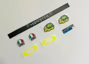 Rossi Helmet and Visor Decals/Stickers Fluro Yellow Moto GP Sticker Set