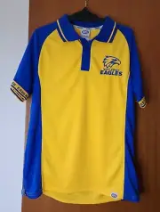 West Coast Eagles AFL Mens Embroidered Short Sleeve Polo Shirt Top Size S New