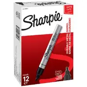 Sharpie Metal Permanent Markers Chisel Black 12 Pack