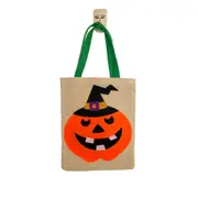 Trick or Treat Laughing Pumpkin Hessian Tote Bag - Black Hat