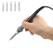 [EZONEDEAL] Electric Soldering Irons Kit With Fast Heat up, 200~450°C Temperature Control 60W/220V with 5pcs Soldering Iron Tips, Soldering Iron Pen, Solder Iron Welding Tool for Electronics Repair