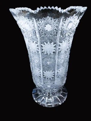 Czech bohemia crystal glass - Cut crystal vase 25cm/10" III.