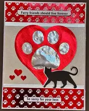 SYMPATHY - PET - Cat and paw print heart - handmade card by Dee