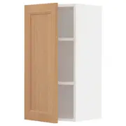 METOD wall cabinet with shelves, white/Vedhamn oak, 40x37x80 cm
