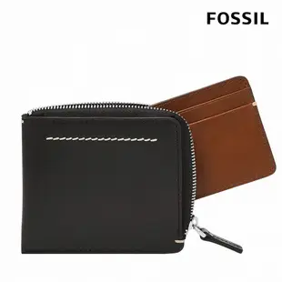 【FOSSIL 官方旗艦館】Westover 真皮拉鍊L型卡片夾包2件組-黑色 ML4594001 (禮盒組附鐵盒)