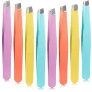 16 Pieces Slanted Tweezers, Eyebrow Slanted Tip Tweezers Precision Stainless ...