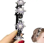 [Dranng] Hairpin with Clips - Double Bangs Hairstyle Hairpin | Multi-color Hairpin Headbands with Rhinestones for Dance, Wedding, Dating