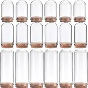 SUNNYCLUE 12Pcs Cloche Bell Jar Display Case Glass Display Dome with Wood Base 1.44/1.75/2.82 inch Small Glass Bottles Decorative Jars for Flower Storage Shells Party Favor Home Decor