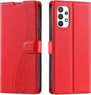 Compatible with Samsung Galaxy A73 5G Kickstand Case Cover,Compatible with Samsung Galaxy A73 5G Lanyard Magnetic Closure Wallet case Red