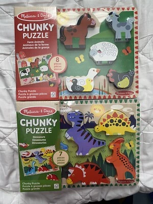 1 Melissa & Doug Sea Wooden Chunky Puzzle (7 pcs) 1 , 8 Piece Farm Animals