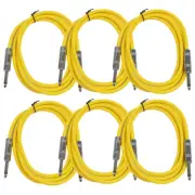 6 Pack of 6 Foot Yellow TS to TS Patch Cables PA/DJ Cords 1/4 Inch TS Mono