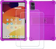 Case for Dghrti Tab20 + 2 Tempered Glass Screen Protector, Slim Black Shock-Absorption Soft TPU Bumper Protective Phone Case Cover for Dghrti Tab20 (10,0") - Pueple