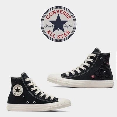 Converse Chuck Taylor All Star 3D Flowers Women’s 8 Black/Egret/Purple A09101C