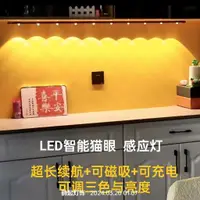 在飛比找蝦皮購物優惠-猫眼智慧人體感應櫥櫃燈 充電式 超薄玄關酒櫃 衣鞋櫃 氛圍 