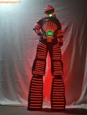 LED 7 Color Change Robot Costume Illuminated Dance Remote Control Custome Suit