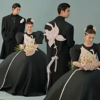 在飛比找ETMall東森購物網優惠-新款影樓內景主題服裝韓版婚紗攝影寫真拍照黑色高定蓬蓬裙禮服