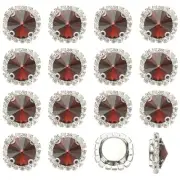16Pcs Rhinestone Buttons, Flatback Sew on Rhinestones, Wine Red