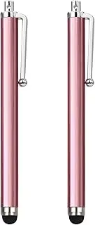 TRIXES 2PC Smart Phone Pen Stylus – Silicone Tip Pens for Touch Screen Devices - Compatible with Tablets, Mobile Phones, Laptops, iPad, iPhone, Samsung Galaxy Note/Tablet, Android, Kindle Fire (Pink)