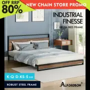 ALFORDSON Metal Bed Frame Queen Double King Single Platform Mattress Base Wood