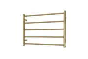 Radiant RTR03 Round Bar Heated Towel Rail - 750 x 550mm - Brushed Gold - Stainless Steel- Bottom Left/Top Right Wiring